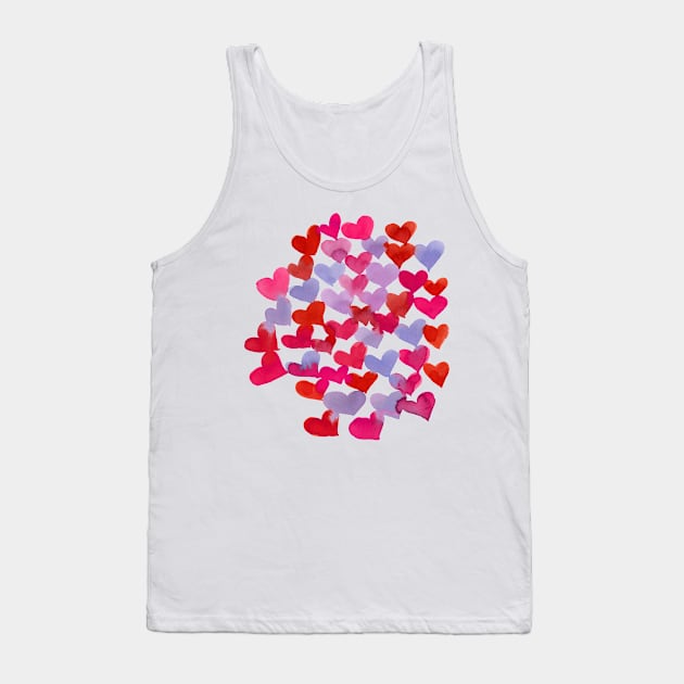 Watercolor melting hearts - purple and viva magenta Tank Top by wackapacka